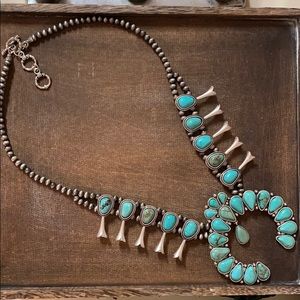 Turquoise squash blossom necklace